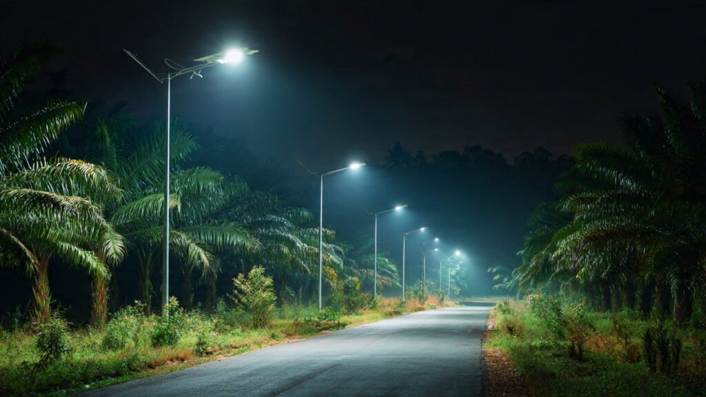 self cleaning streetlight oil palm waste